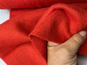 Uld strik - tomato og uld/polyester blanding